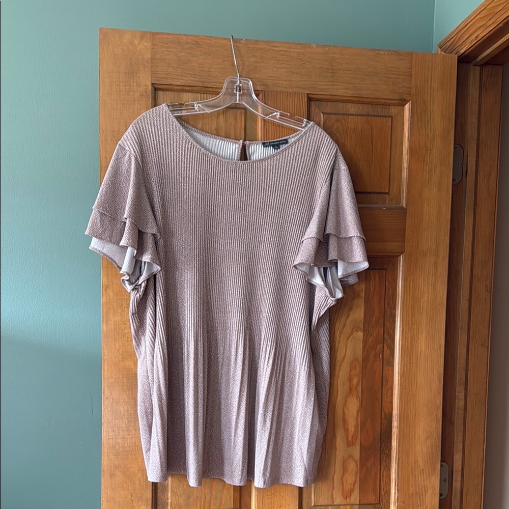 Women's Ruffled Sleeve Top - Taupe Adrianna Papell